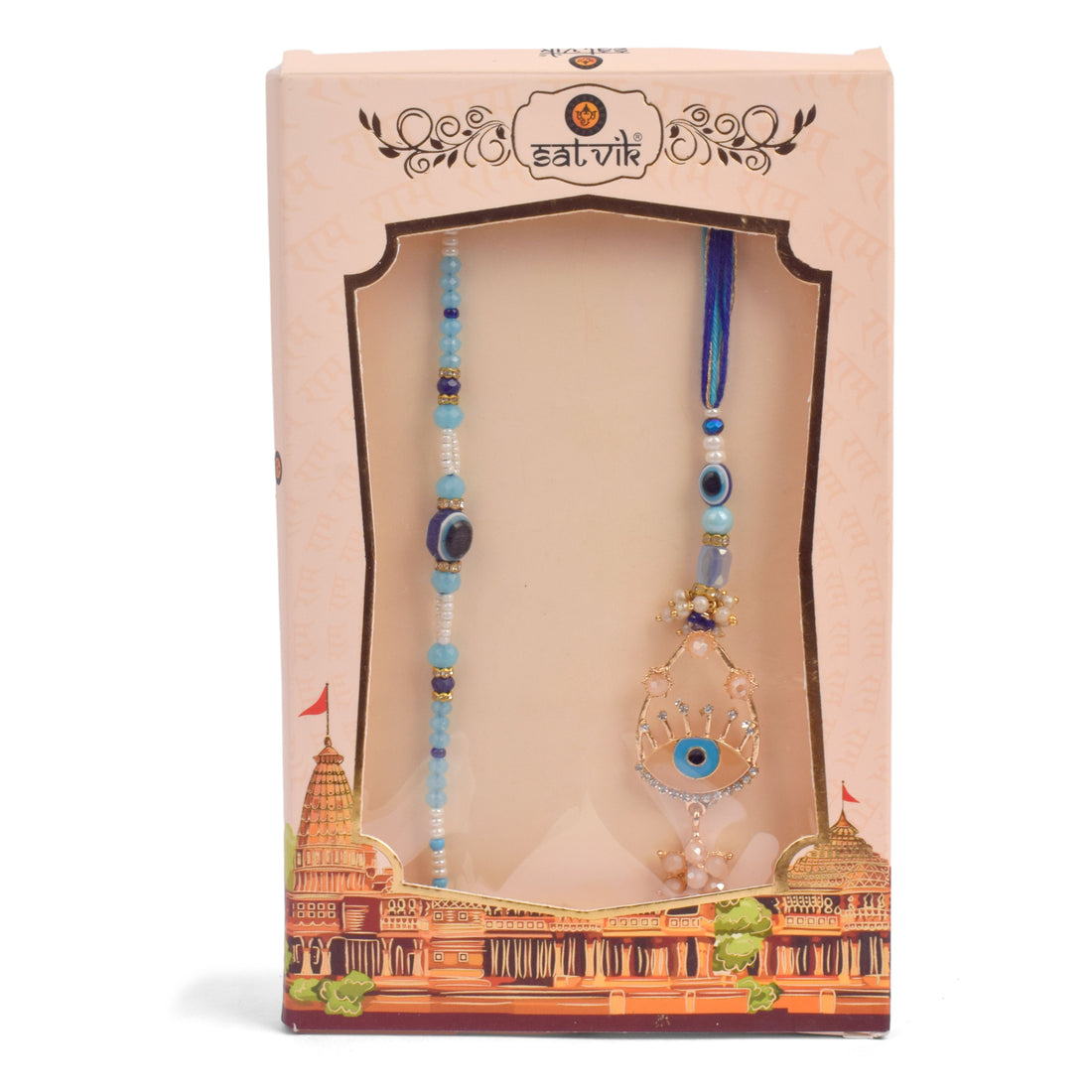 Evil Eye Beaded Bhaiya Bhabhi Rakhi Set