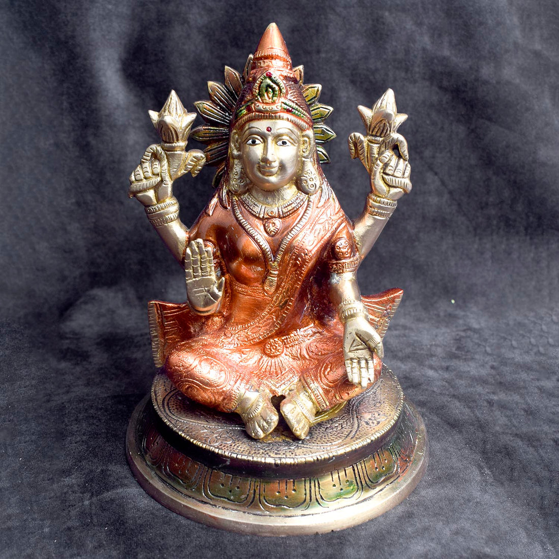 8.5 Inch Handcrafted Laxmi Ganesh Statue in Brass