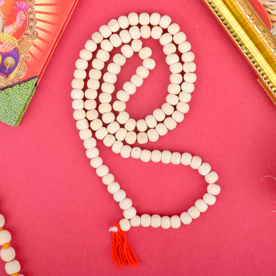 Sacred White Wooden Jap Mala โ 108 Handcrafted Beads
