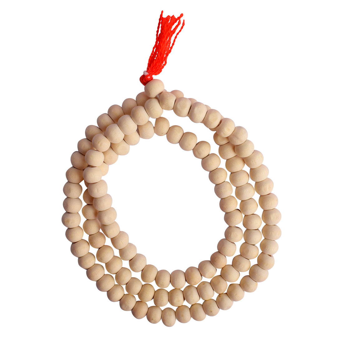 Sacred White Wooden Jap Mala โ 108 Handcrafted Beads