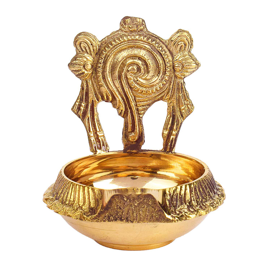 3–3.5 Inch Kuber Shankh Chakra Brass Diya – Pack of 2