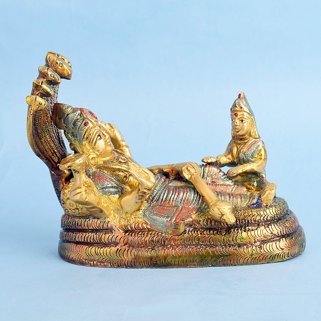 3.9 Inch Small Brass Vishnu Laxmi Murti