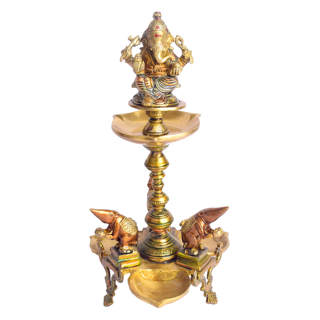 14.6 Inch Brass Diya Stand for Pooja Home Temple Décor