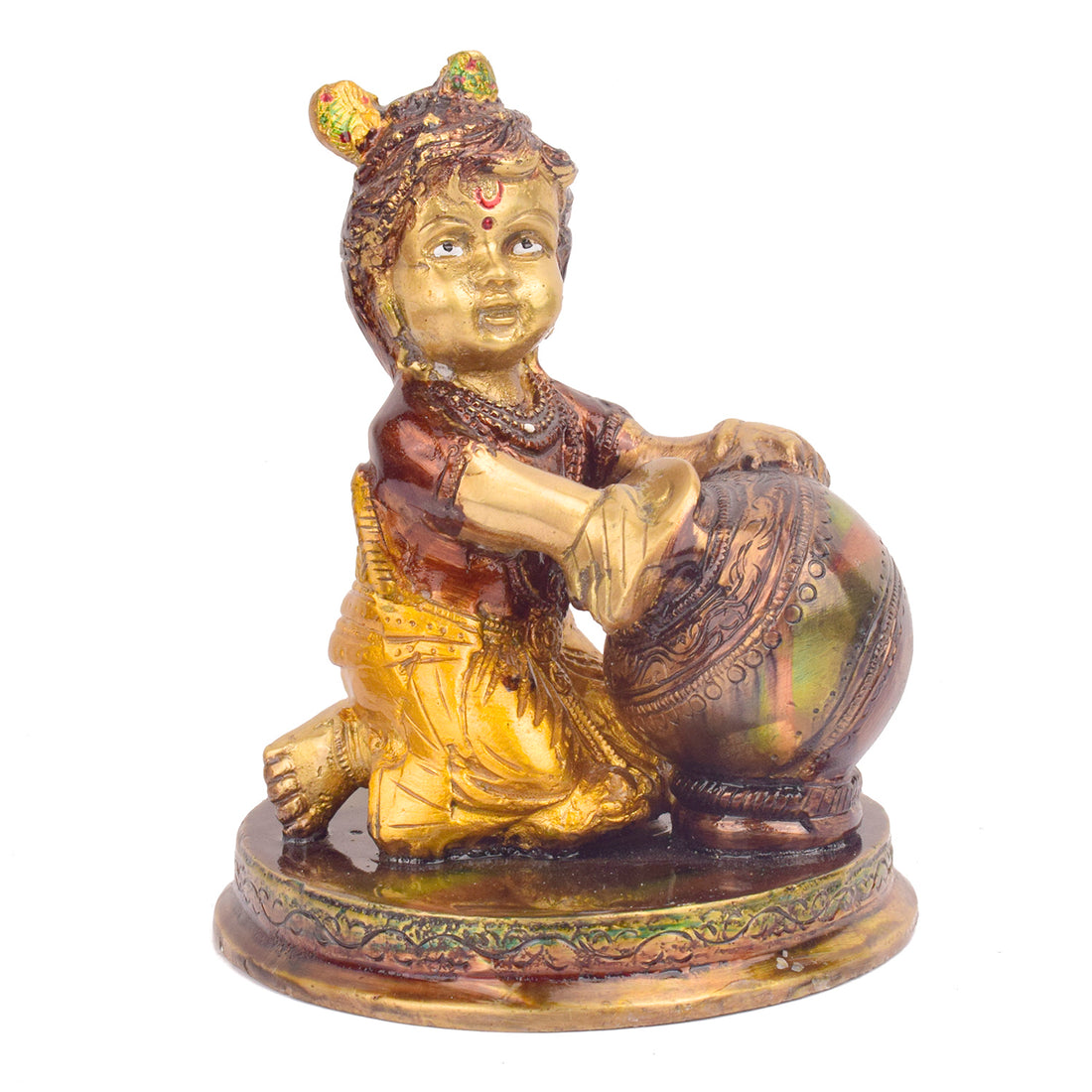 5.5 Inch Handcrafted Brass Bal Gopal Makhan Chor Statue
