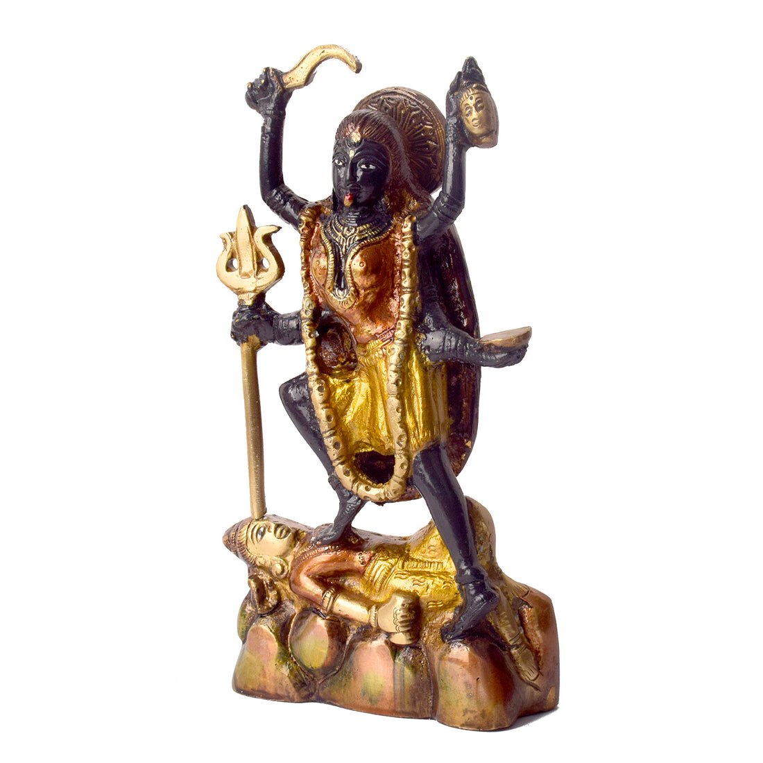 Powerful and Elegant Colored Brass Kali Maa Idol