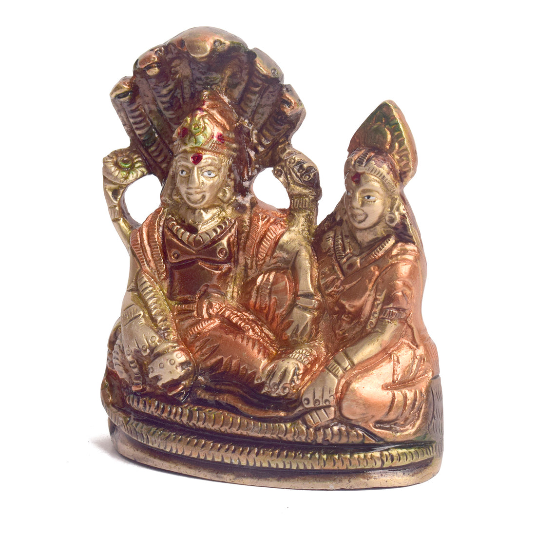 3.7 Inch Sacred Brass Vishnu Laxmi Statue - Small