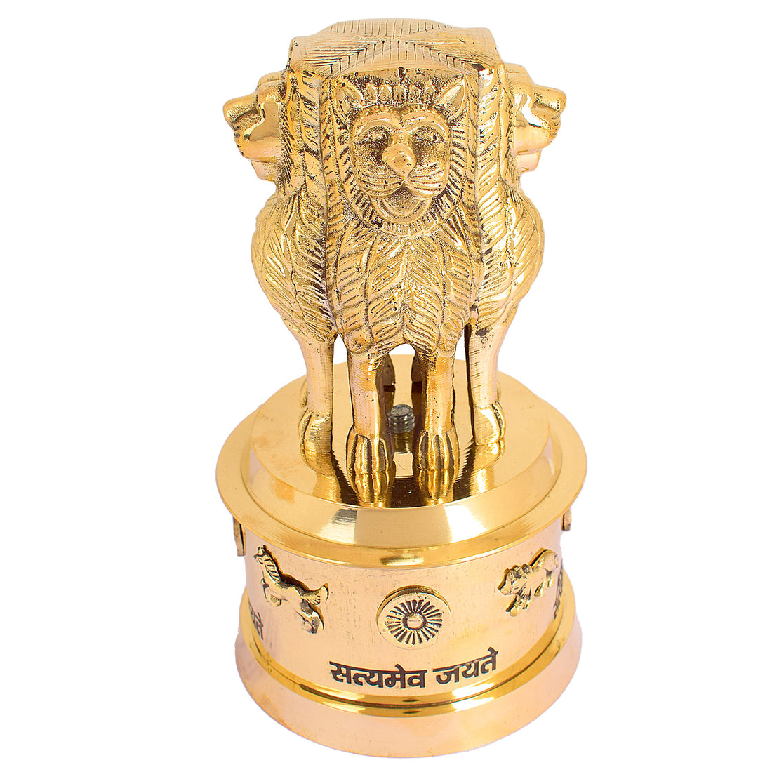 6 Inch Brass Ashoka Pillar Showpiece - Decorative Symbol of India