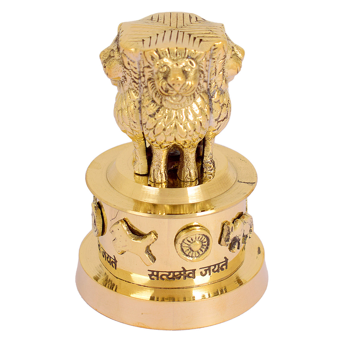 4 Inch Brass Ashoka Pillar Showpiece - National symbol showpiece