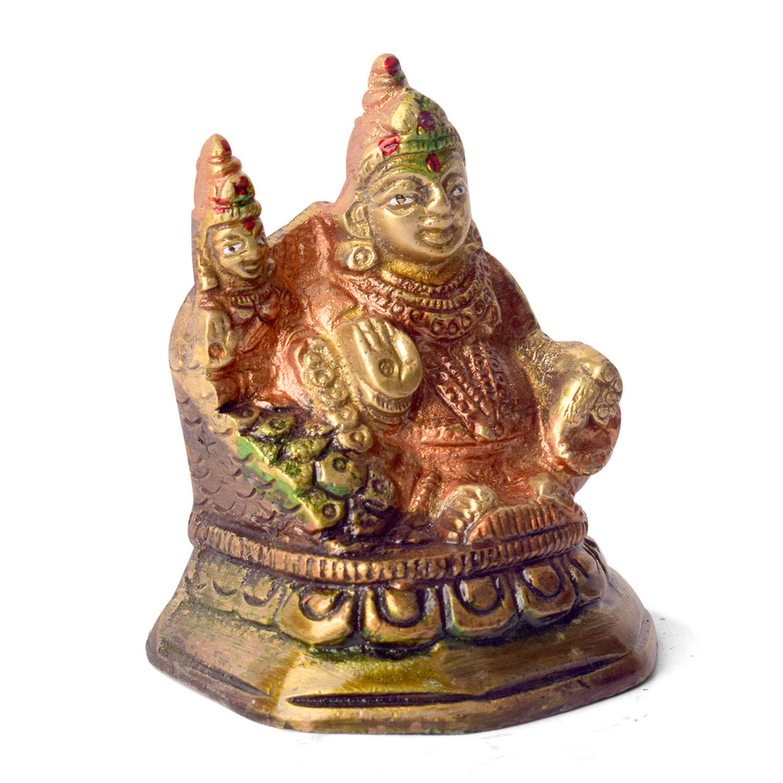 2.8 Inch Auspicious Lord Kuber Brass Idol with Laxmi Ji