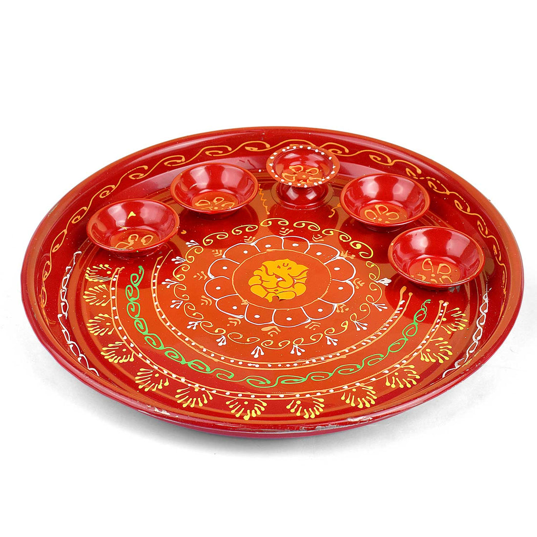 10 Inch Stainless Steel Aarti Thali Set (Ganpati Design)