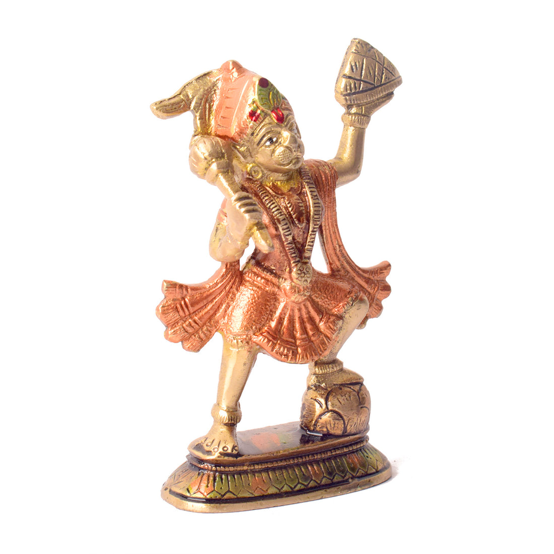 5.5 Inch Radiant Colored Brass Sanjivani Hanuman Idol