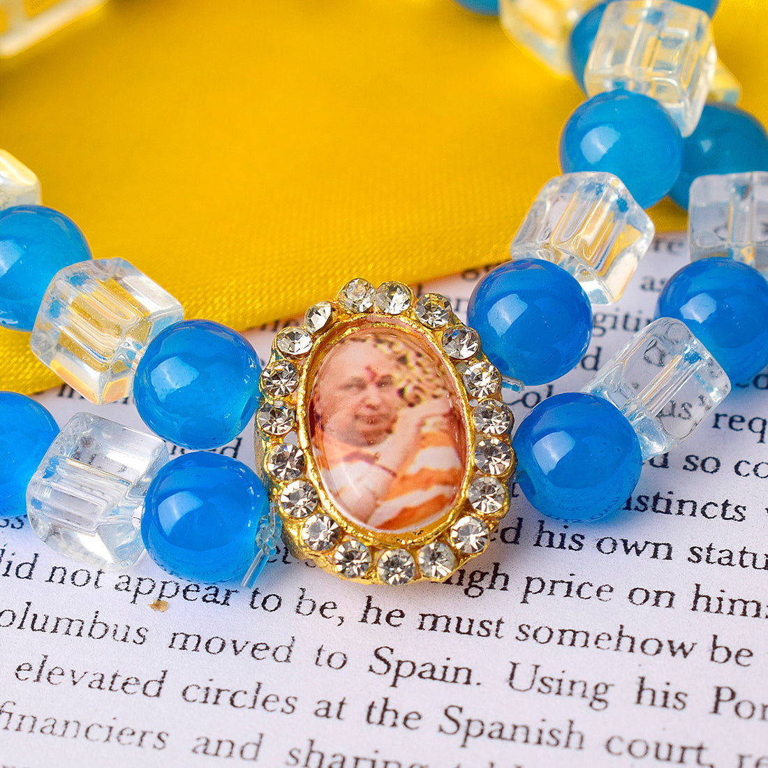 Soulful Strands Sky Blue and White Guru Ji Bracelets