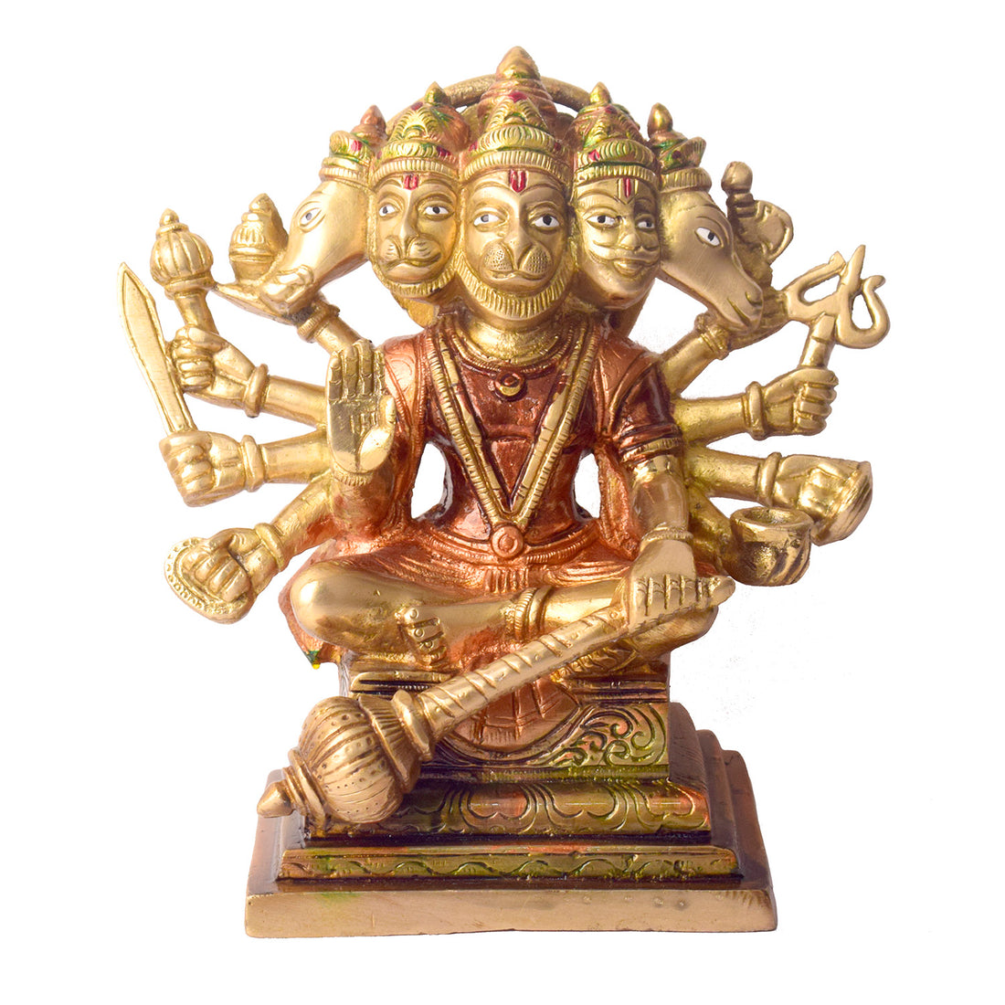 7.2 Inch Majestic Panchmukhi Hanuman Brass Idol