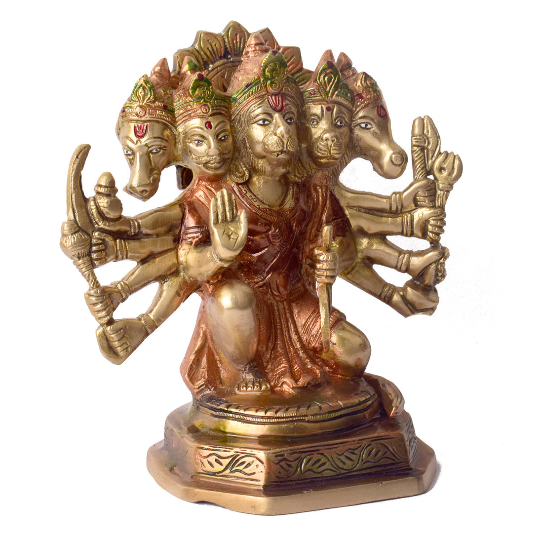 7.1 Inch Elegant Panchmukhi Hanuman Brass Statue