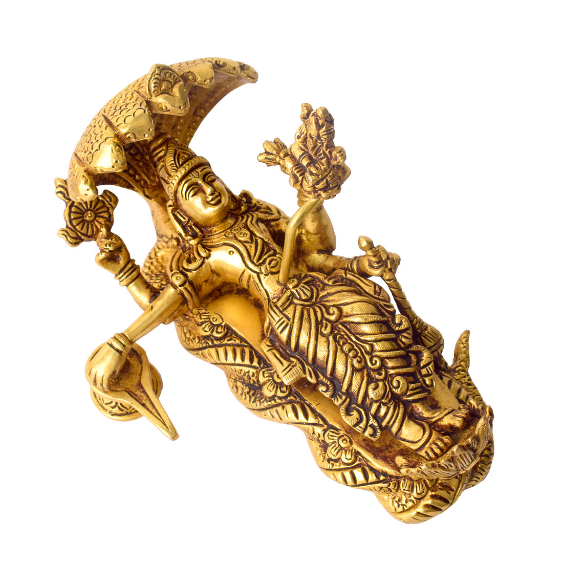 5.3 Inch Brass Vishnu Padmanabha Statue – Lord Vishnu Sleeping on Sheshnag