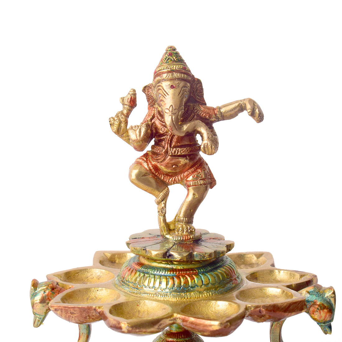 Handcrafted Brass 21 Wick Ganesha Diya β 2 Step Aarti Lamp