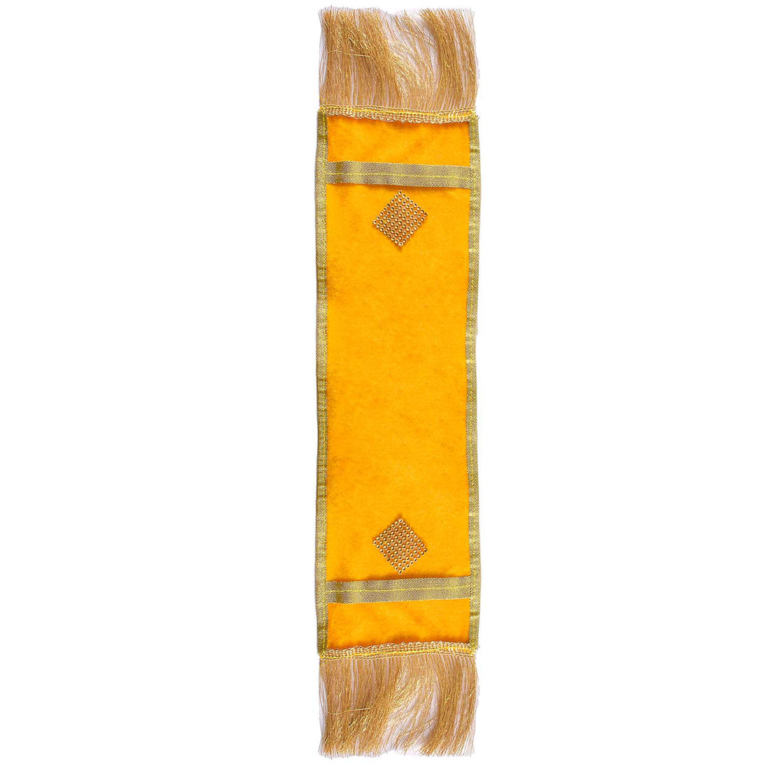 Yellow Velvet Ganpati Idol Patka with Gold Lace - 30 Inch
