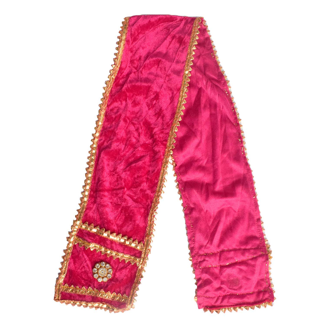 Traditional Pink Velvet Ganpati Idol Patka with Gold Border