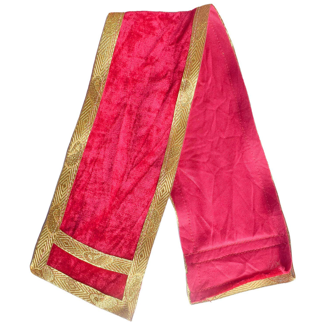 Pink Velvet Ganpati Idol Patka with Classic Gold Border - 22 Inch