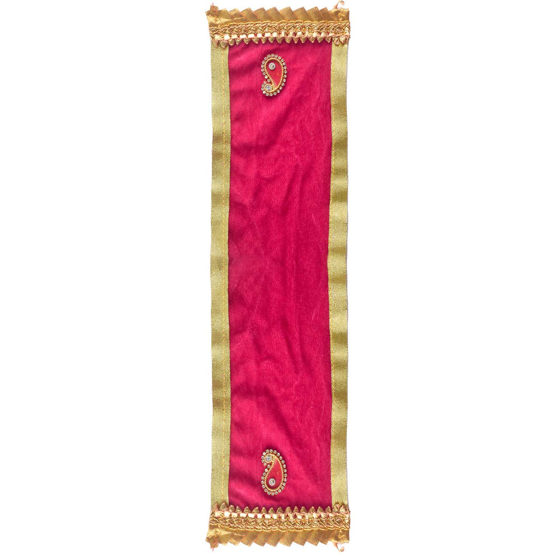 Pink Velvet Ganpati Idol Patka with Gold Border