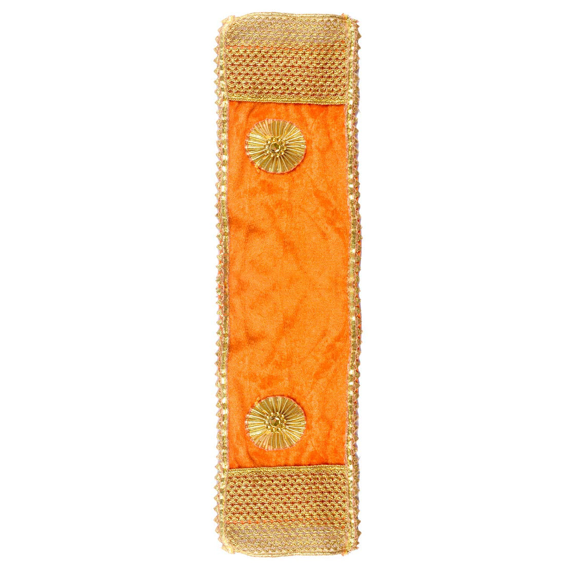 Premium Designer Orange Velvet Ganpati Idol Patka