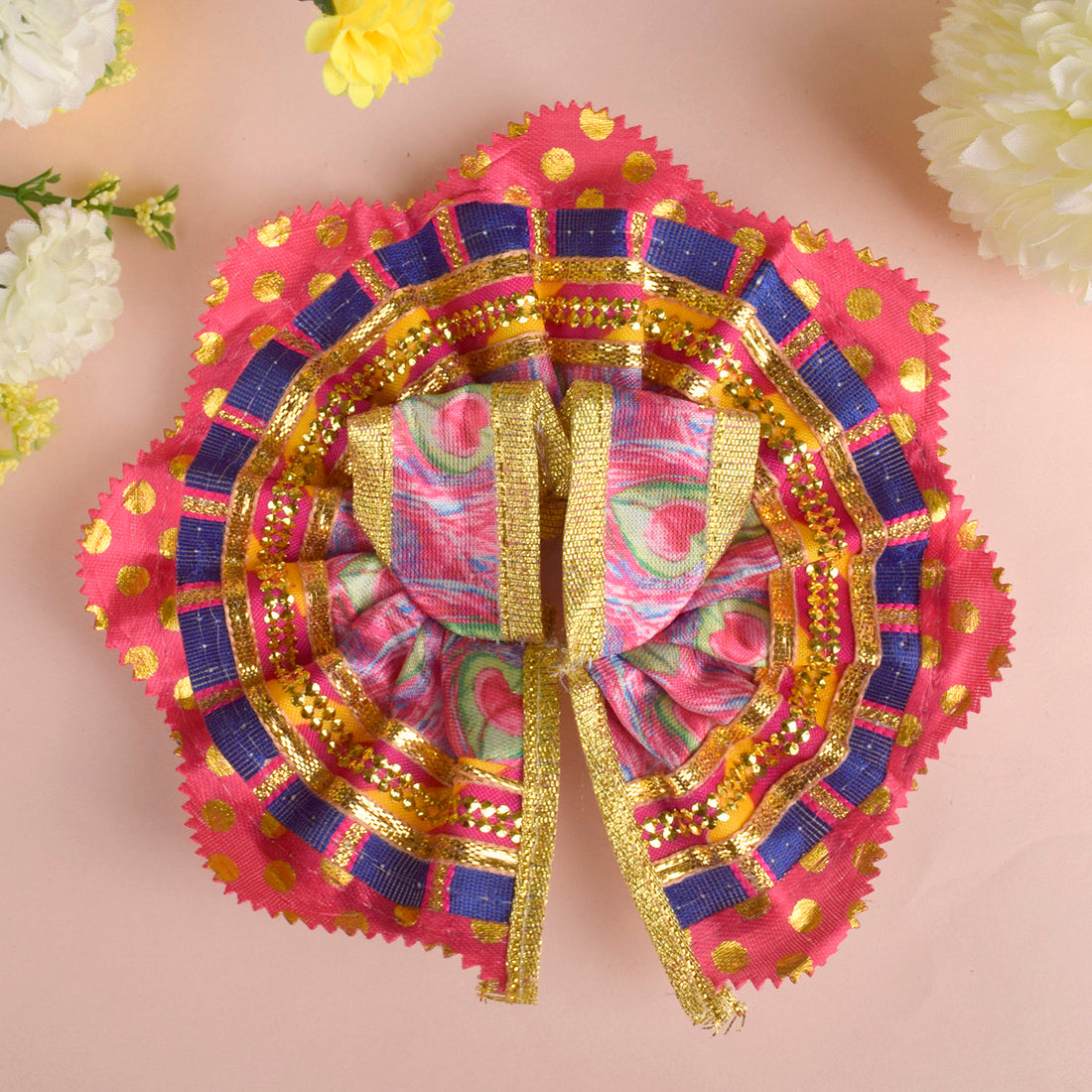 Delightful Laddu Gopal Outfit with Polka Dot Border