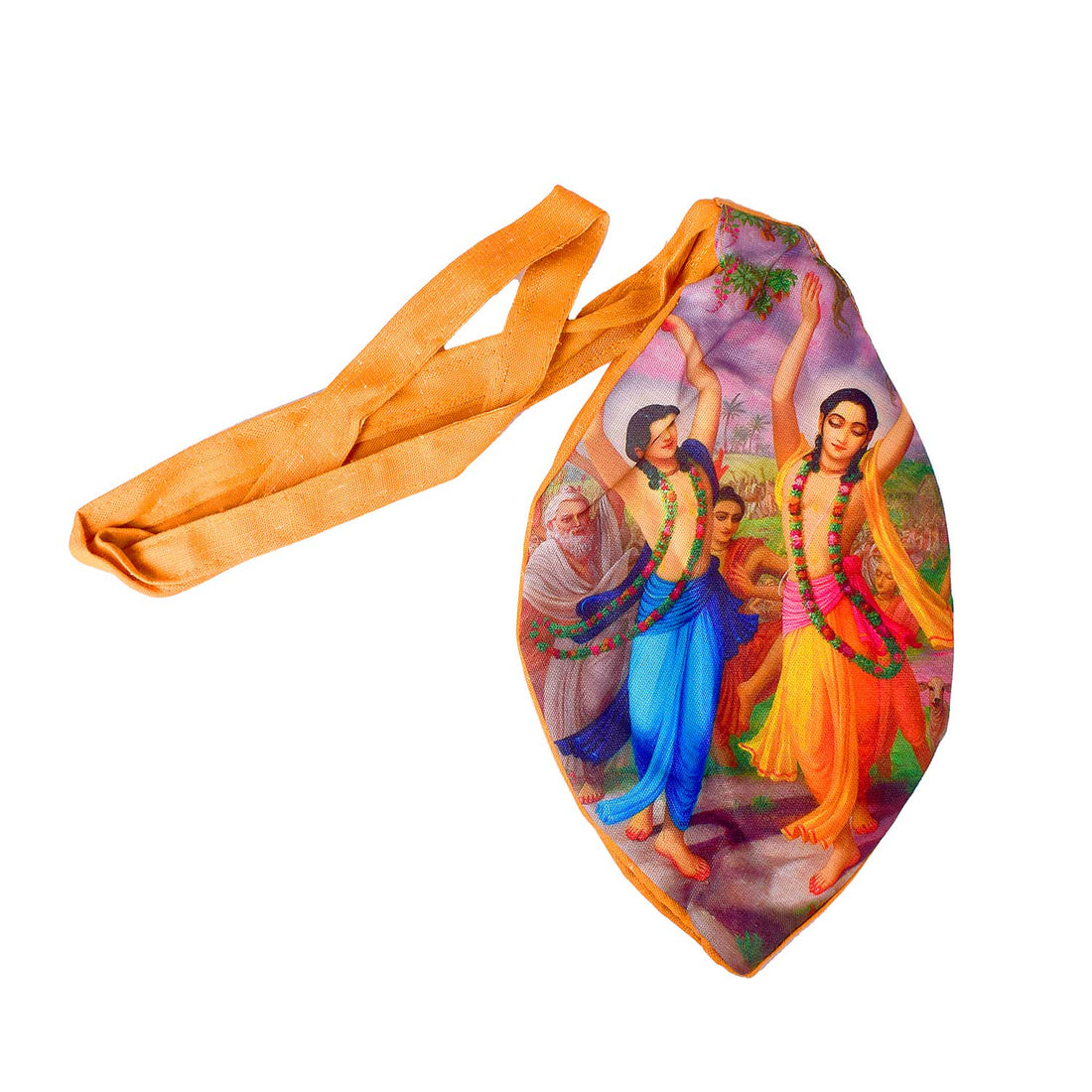 100% Cotton Printed Jap Mala Jholi Bag (Color Kesari)