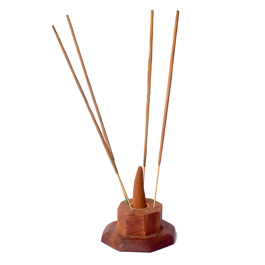 Handcrafted Wooden Standing Incense Holder for Pooja and Home Decor
