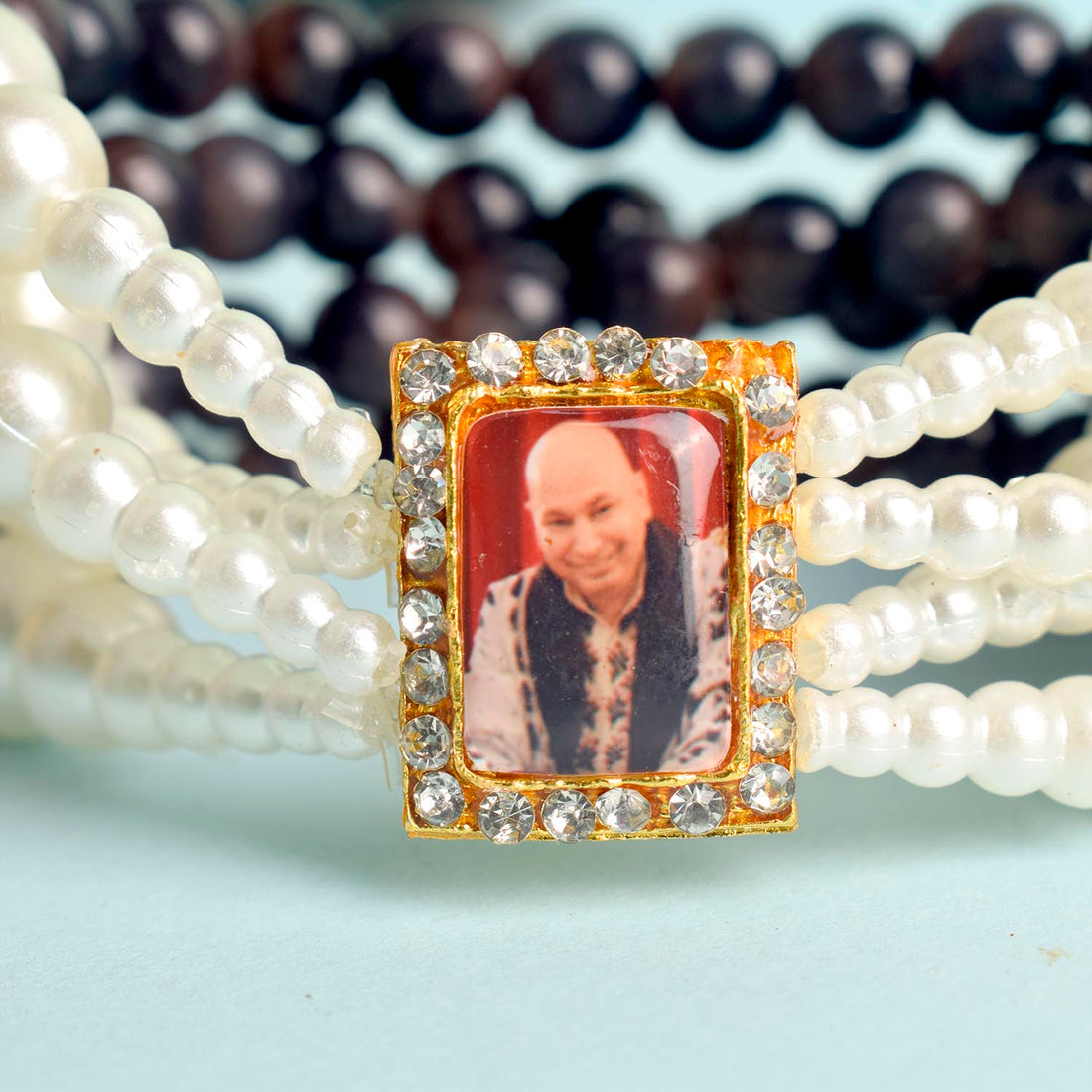 Black with White Pearl Four Layer Guruji Swaroop Bracelet