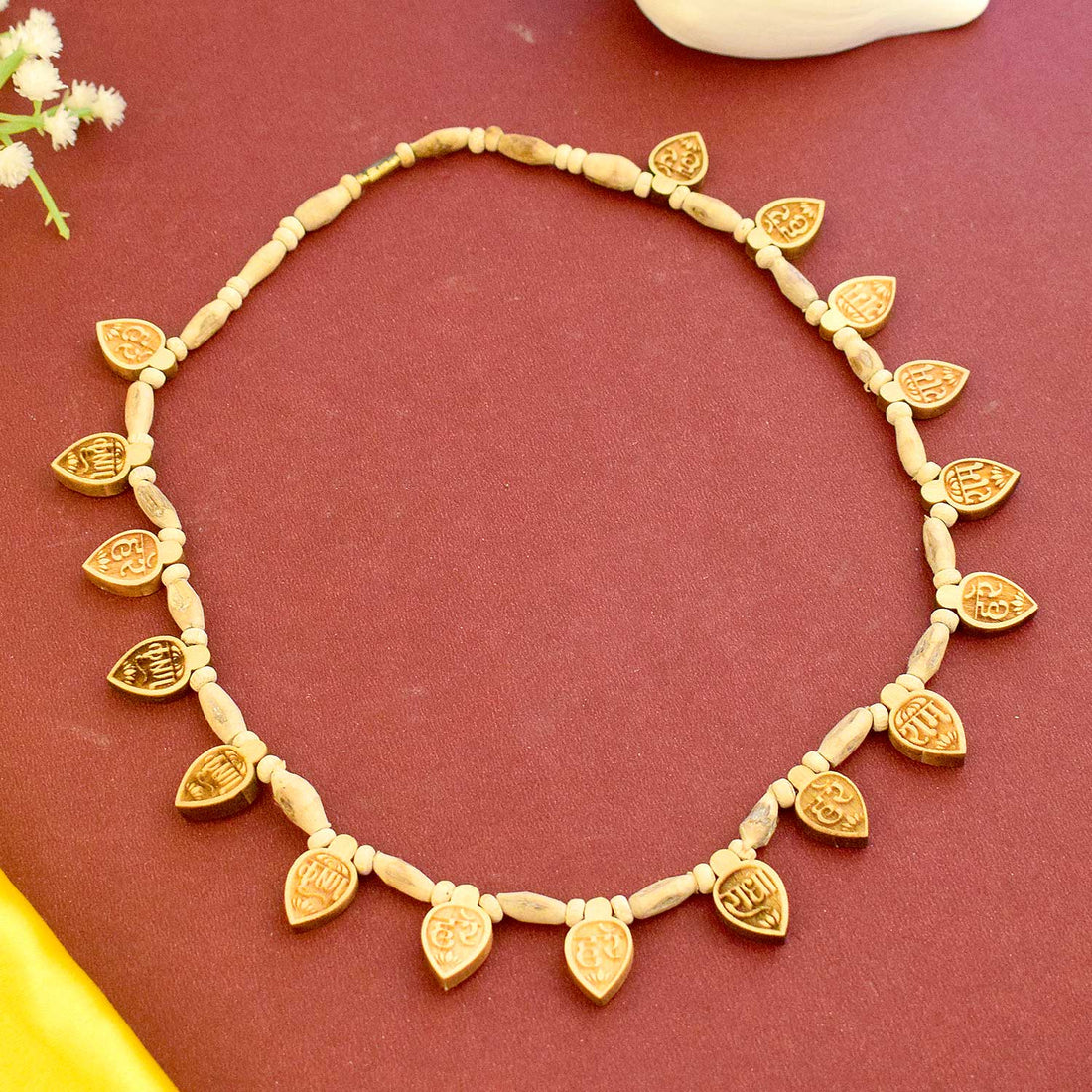100% Pure Tulsi Kanthi Mala with Hare Ram Hare Krishna Wooden Locket