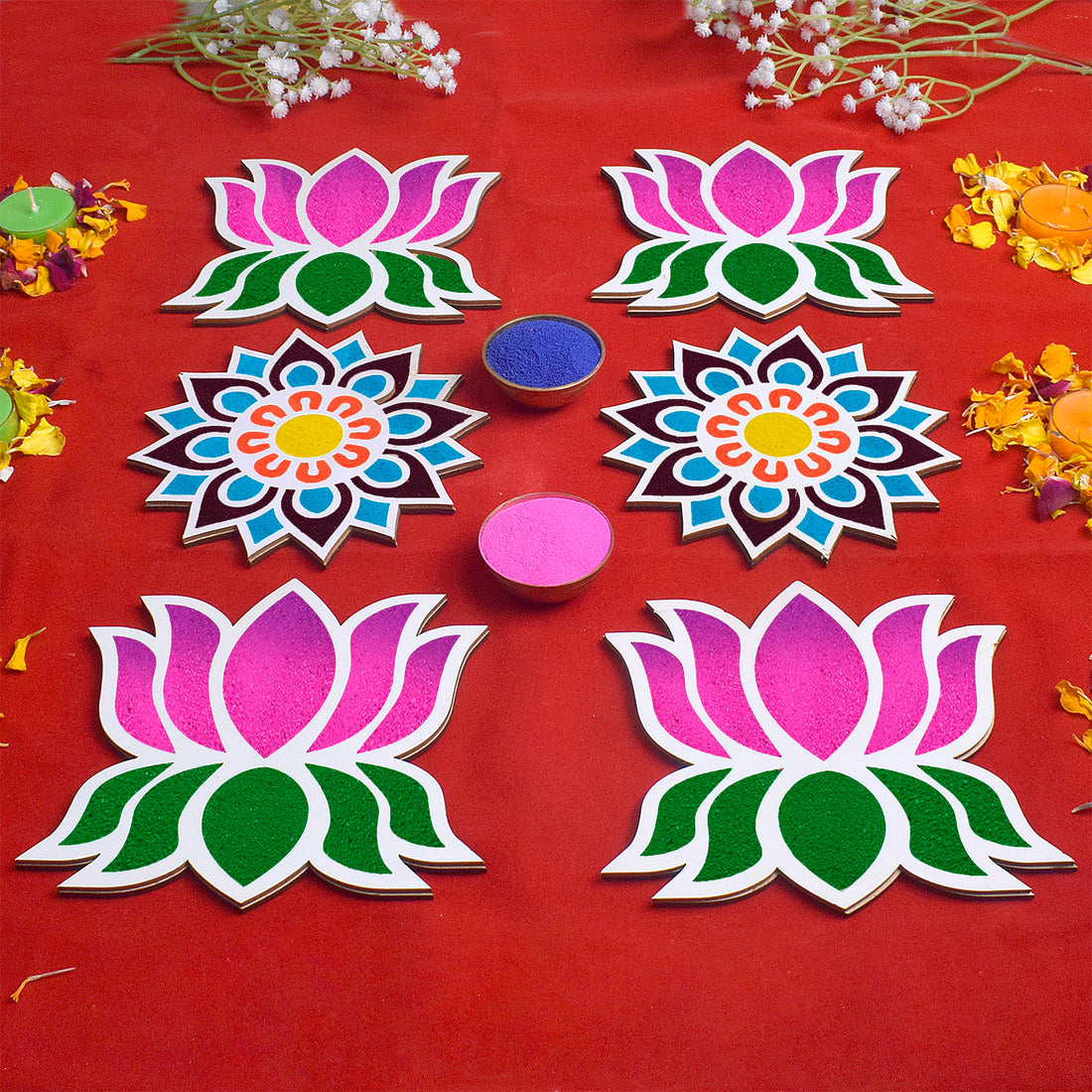 6-Piece Rangoli Stencil Set: Decor DIY Craft for Floors and Tables