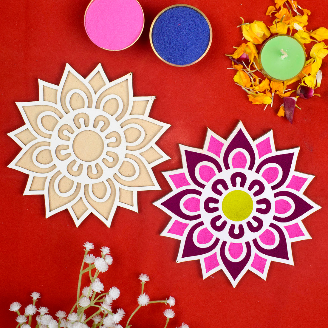 6-Inch Reusable Rangoli Stencil Set of 6 for Festive Decor