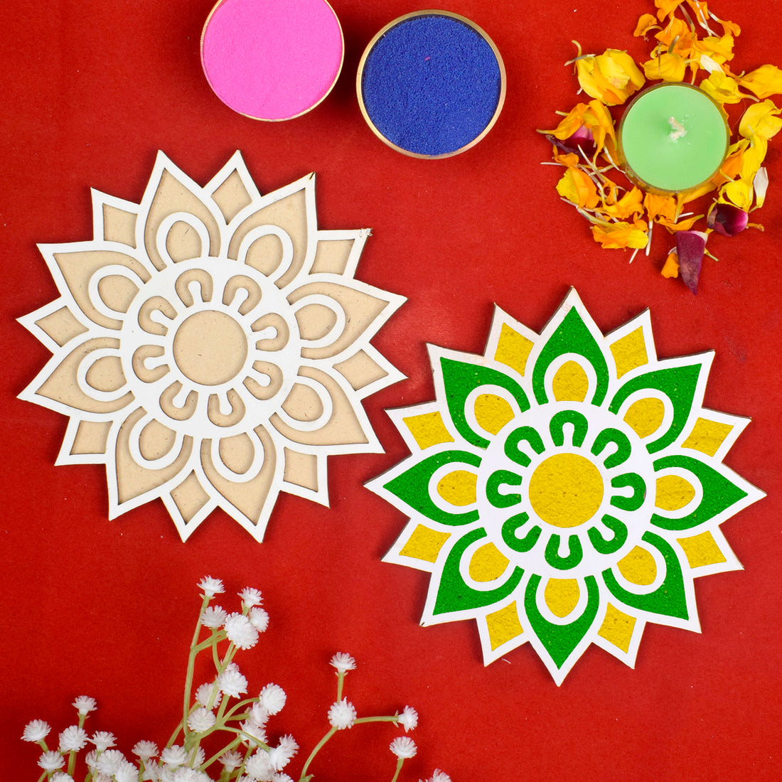 DIY Craft: 6-Inch Rangoli Stencils Set for Festive Decor