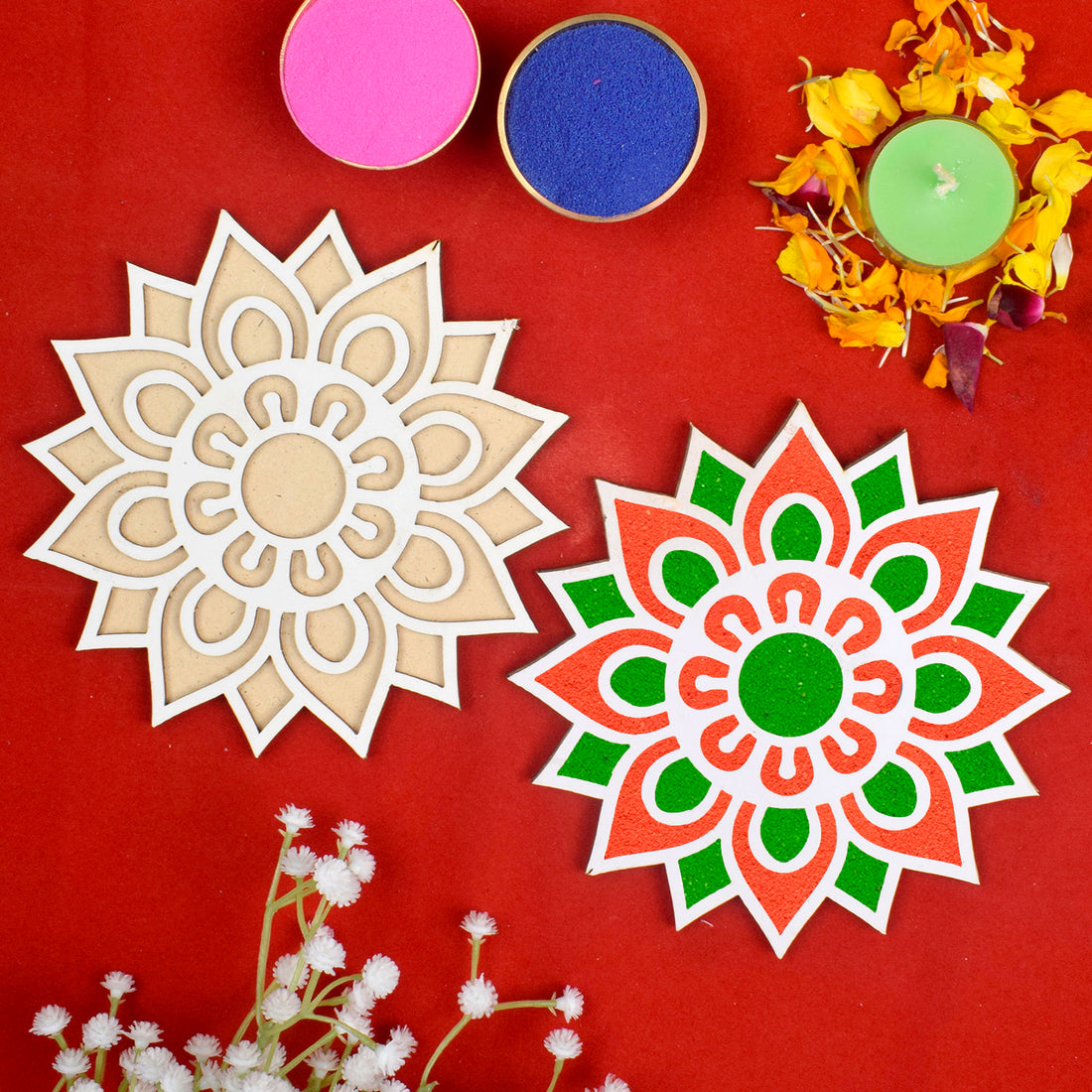 6-Inch Reusable Rangoli Stencils Set for Festive Decor Set of 6
