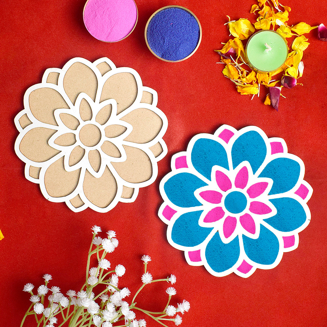 6-Inch Reusable Rangoli Stencils for DIY Decor: Perfect for Navratri and Pongal