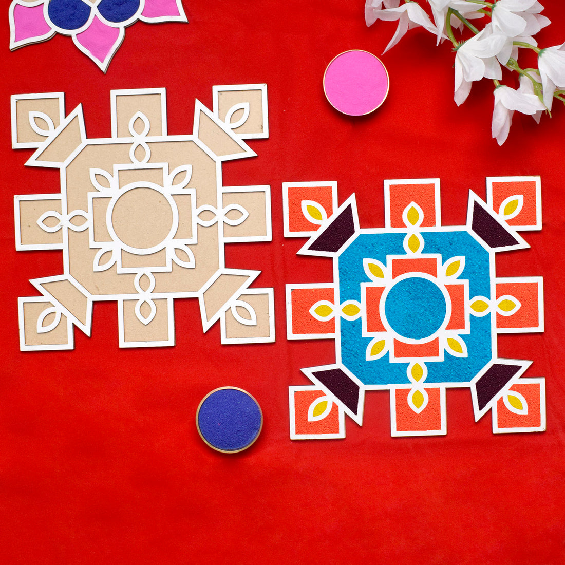 8-Inch Rangoli Stencils: Set of 6 for DIY Decor on Floors and Tables