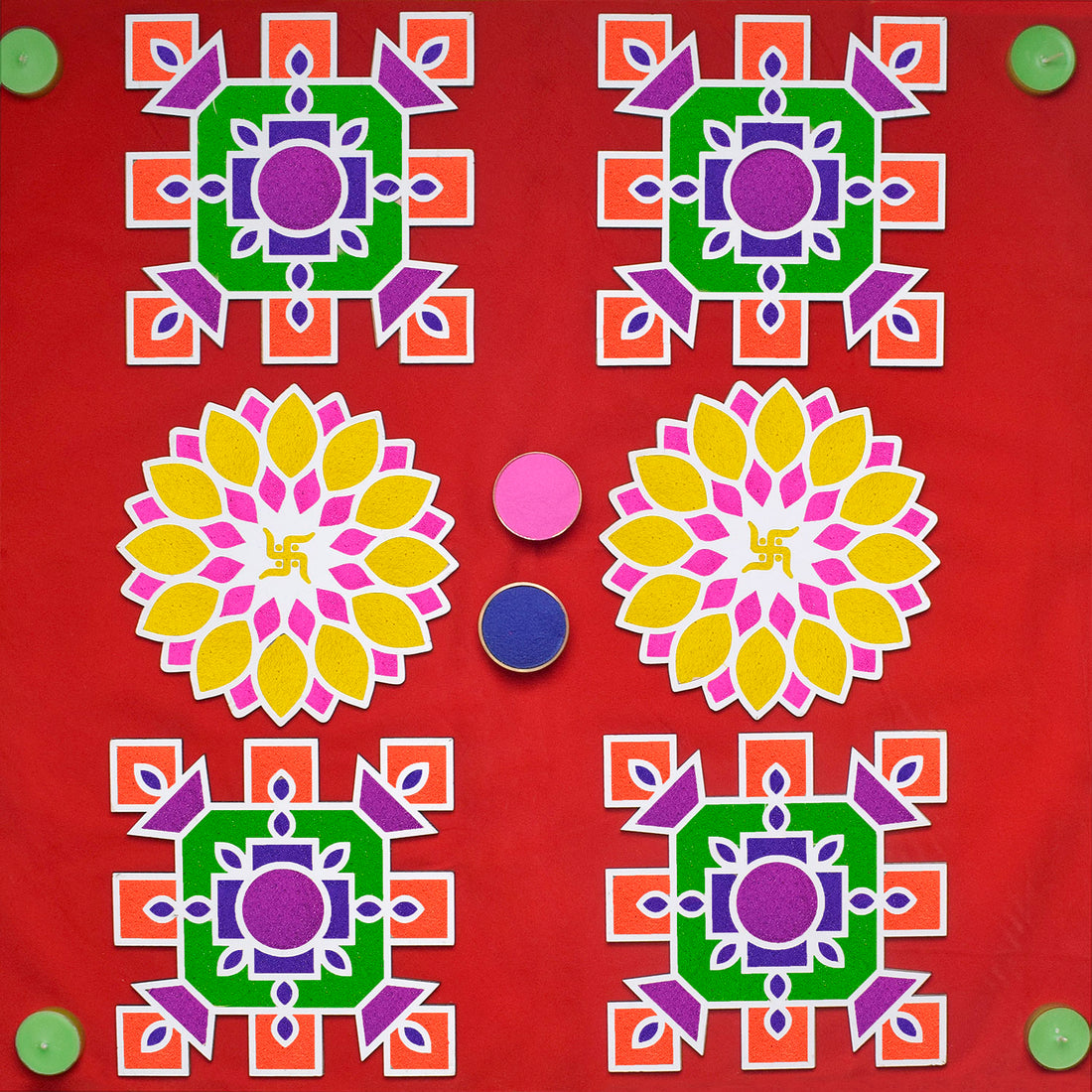 8-Inch Rangoli Stencils: Set of 6 for DIY Decor on Floors and Tables