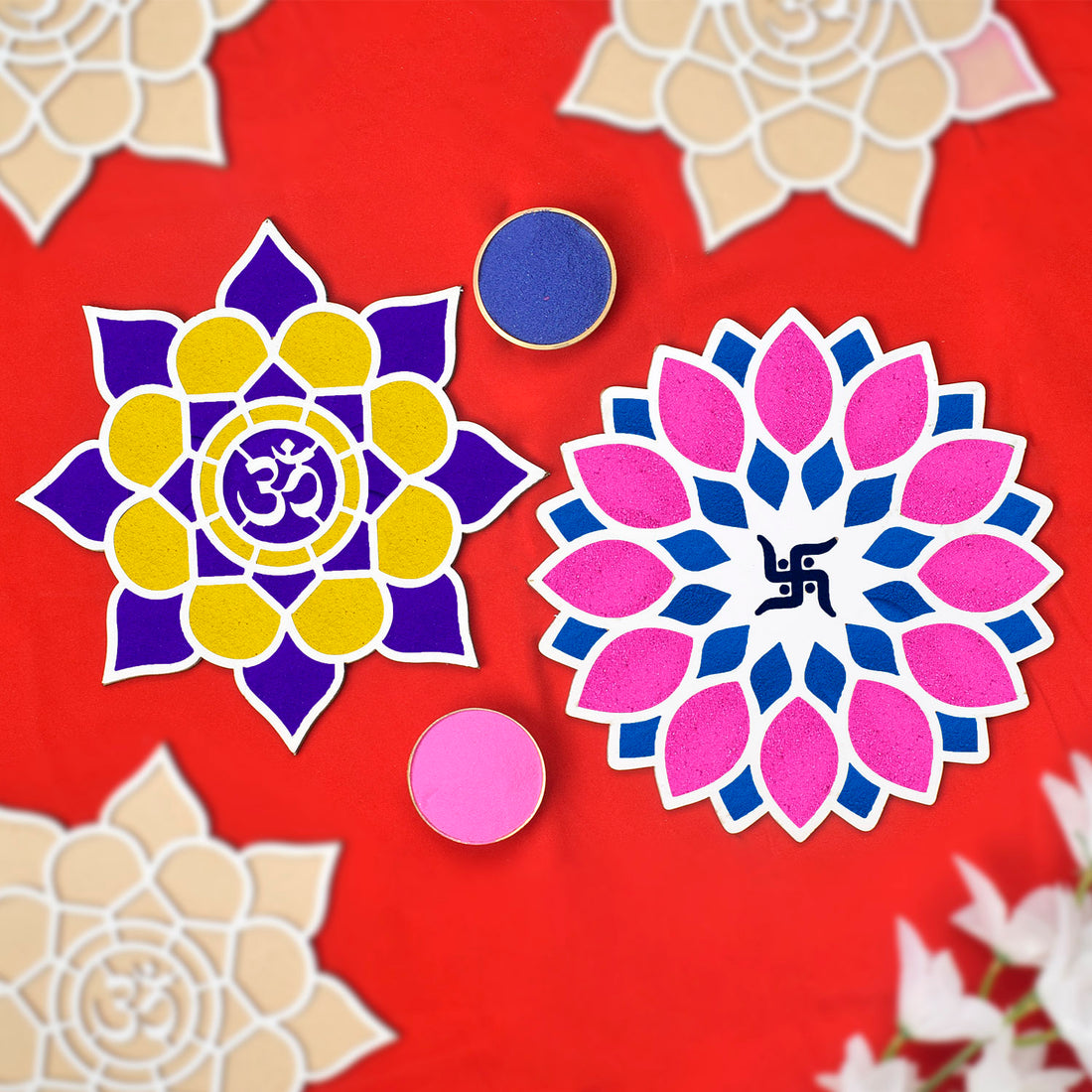 8-Inch Reusable Rangoli Stencils for DIY Decor Set of 6