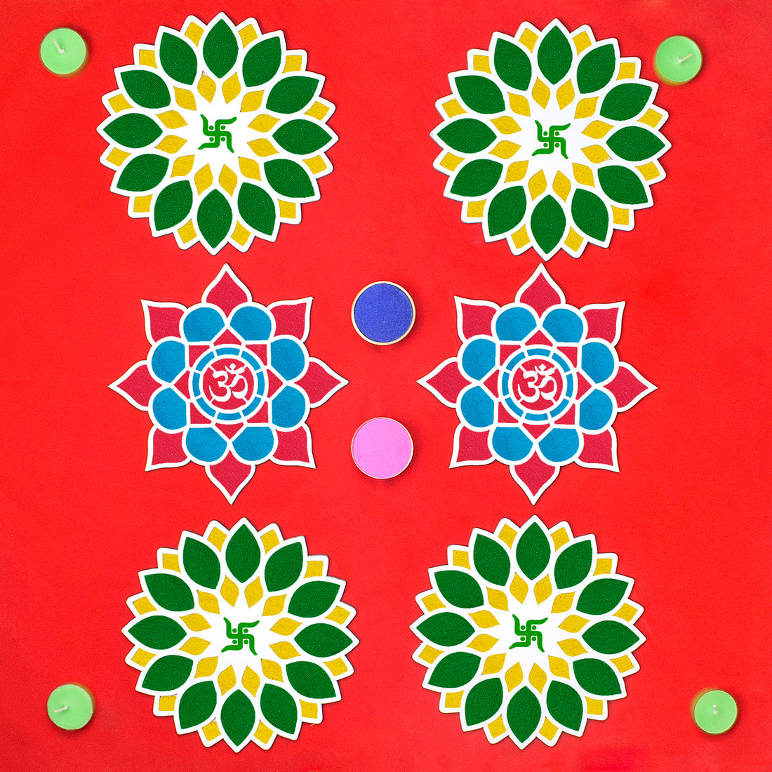 8-Inch Reusable Rangoli Stencils for DIY Decor Set of 6