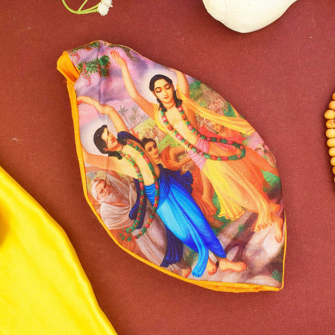 100% Cotton Printed Jap Mala Jholi Bag (Color Kesari)
