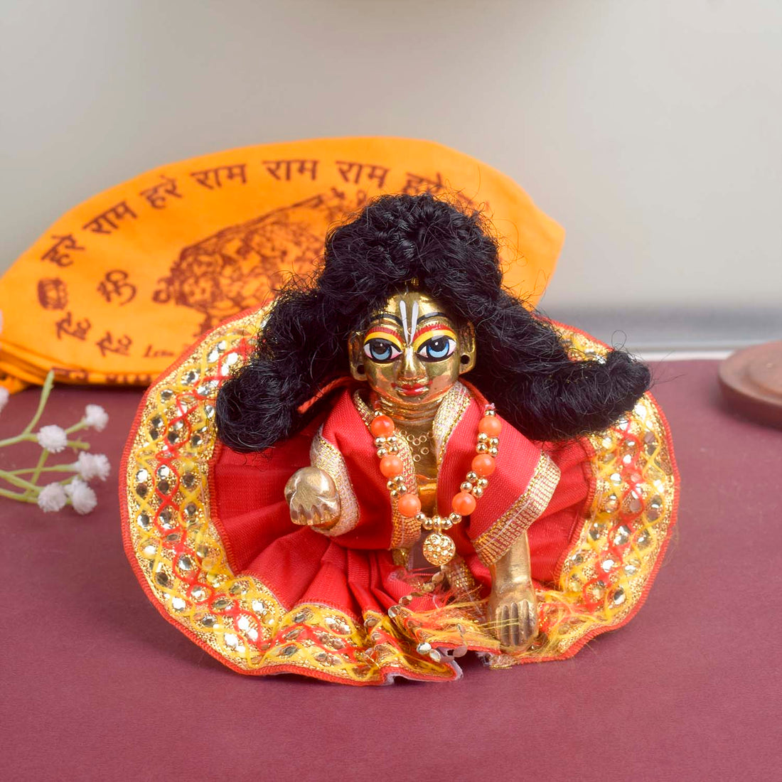 Enchanting Multicolour Laddu Gopal Dress with Golden Border
