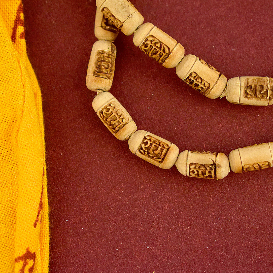 100% Pure Tulsi Kanthi Wooden Mala Engraved with Ram Name
