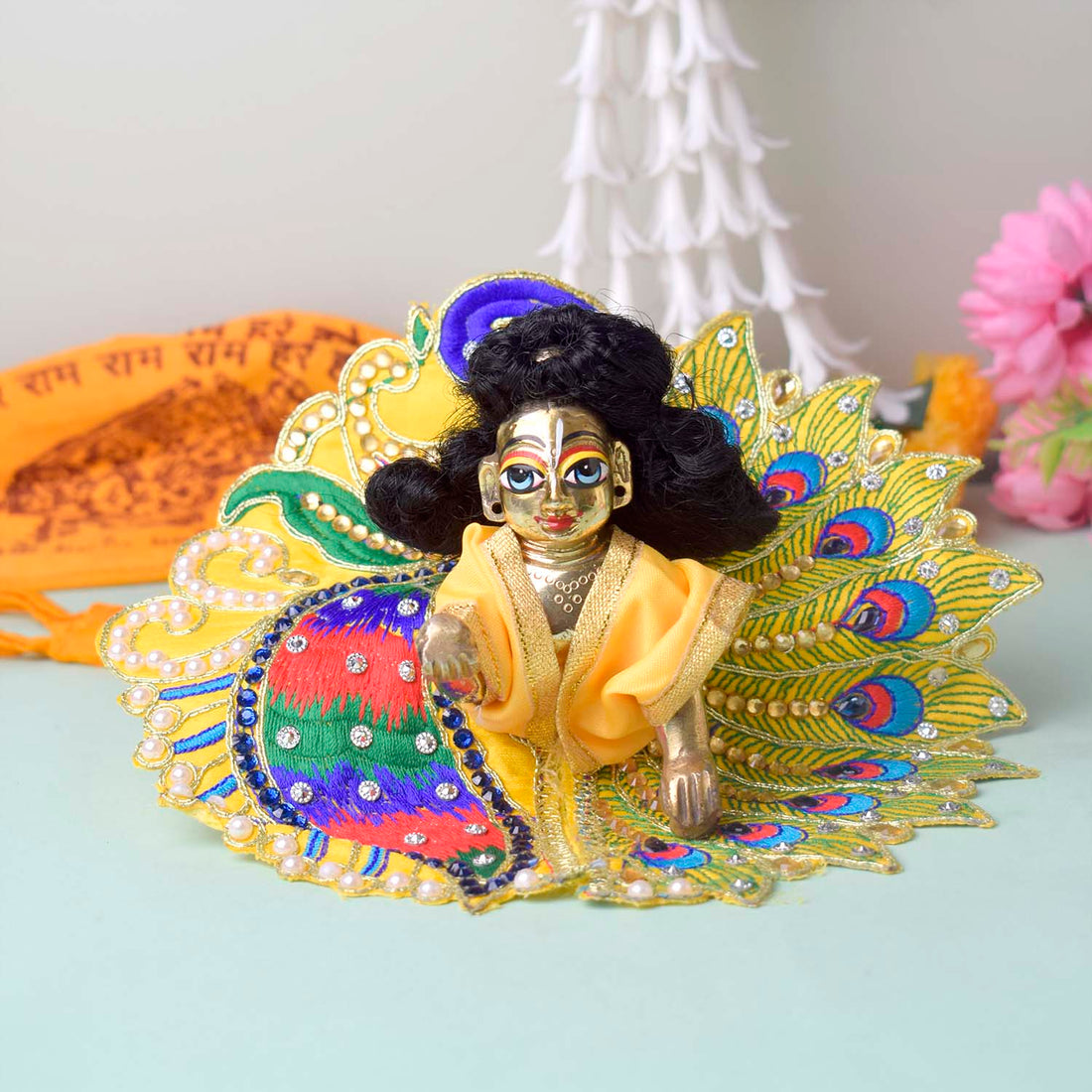 Divine Peacock Elegance Laddu Gopal Dress (Peacock & Mor Pankh Embroidery)