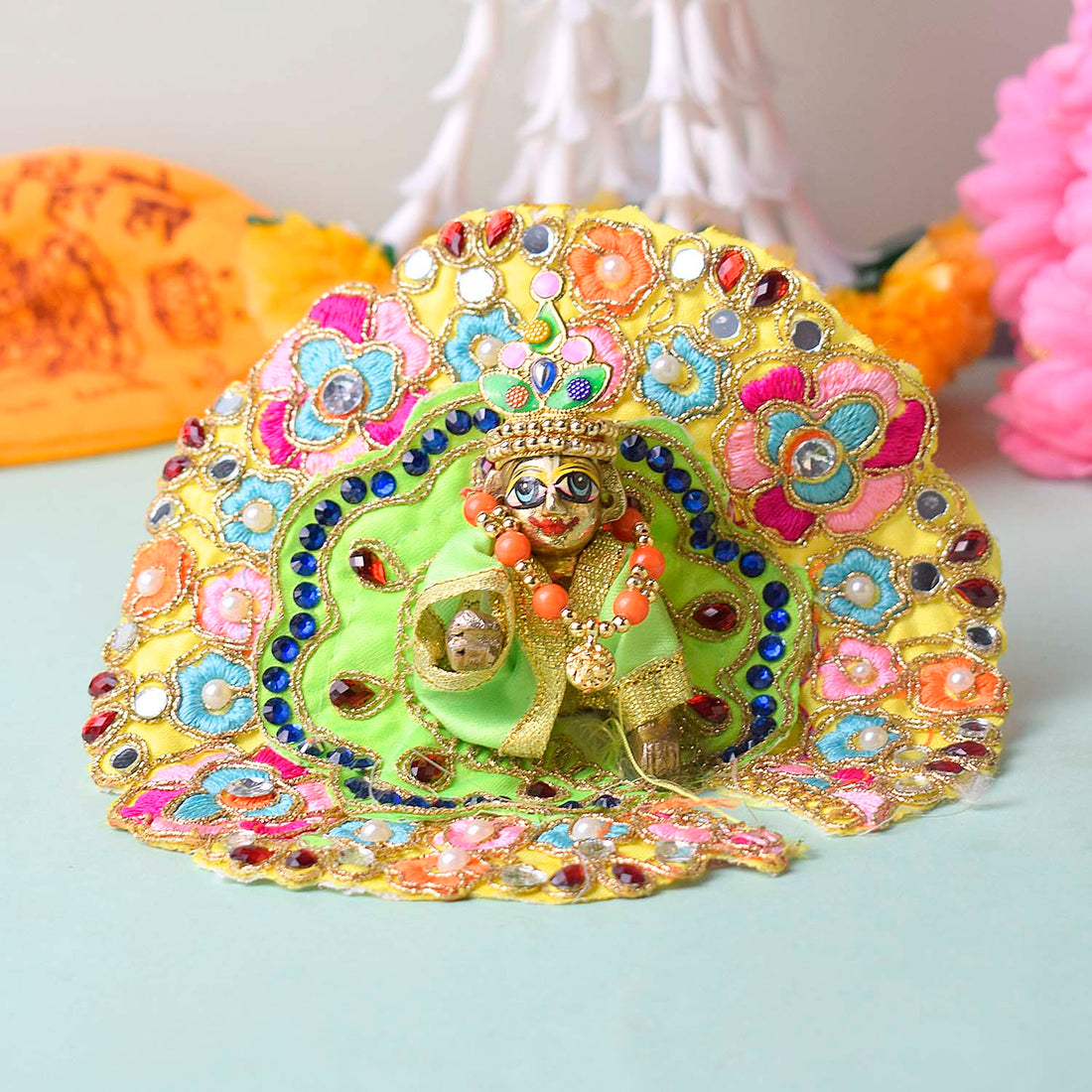 Exquisite Laddu Gopal Dress with Floral Bead & Stone Embroidery (Assorted)