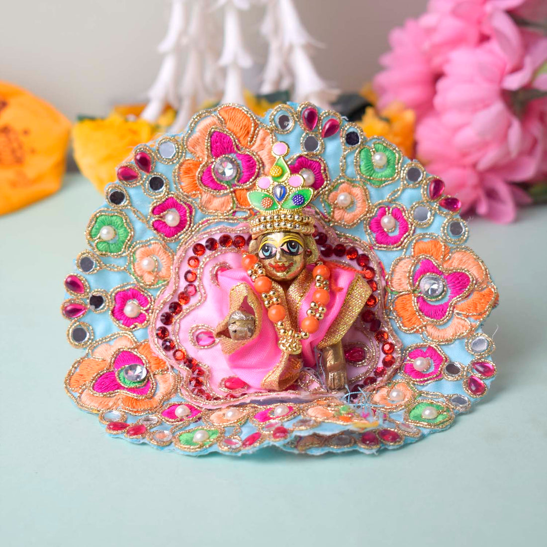 Exquisite Laddu Gopal Dress with Floral Bead & Stone Embroidery (Assorted)