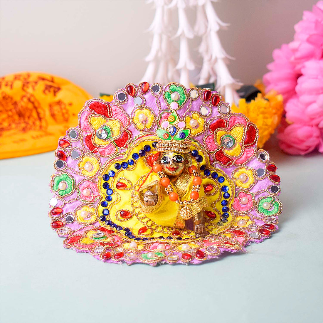 Exquisite Laddu Gopal Dress with Floral Bead & Stone Embroidery (Assorted)
