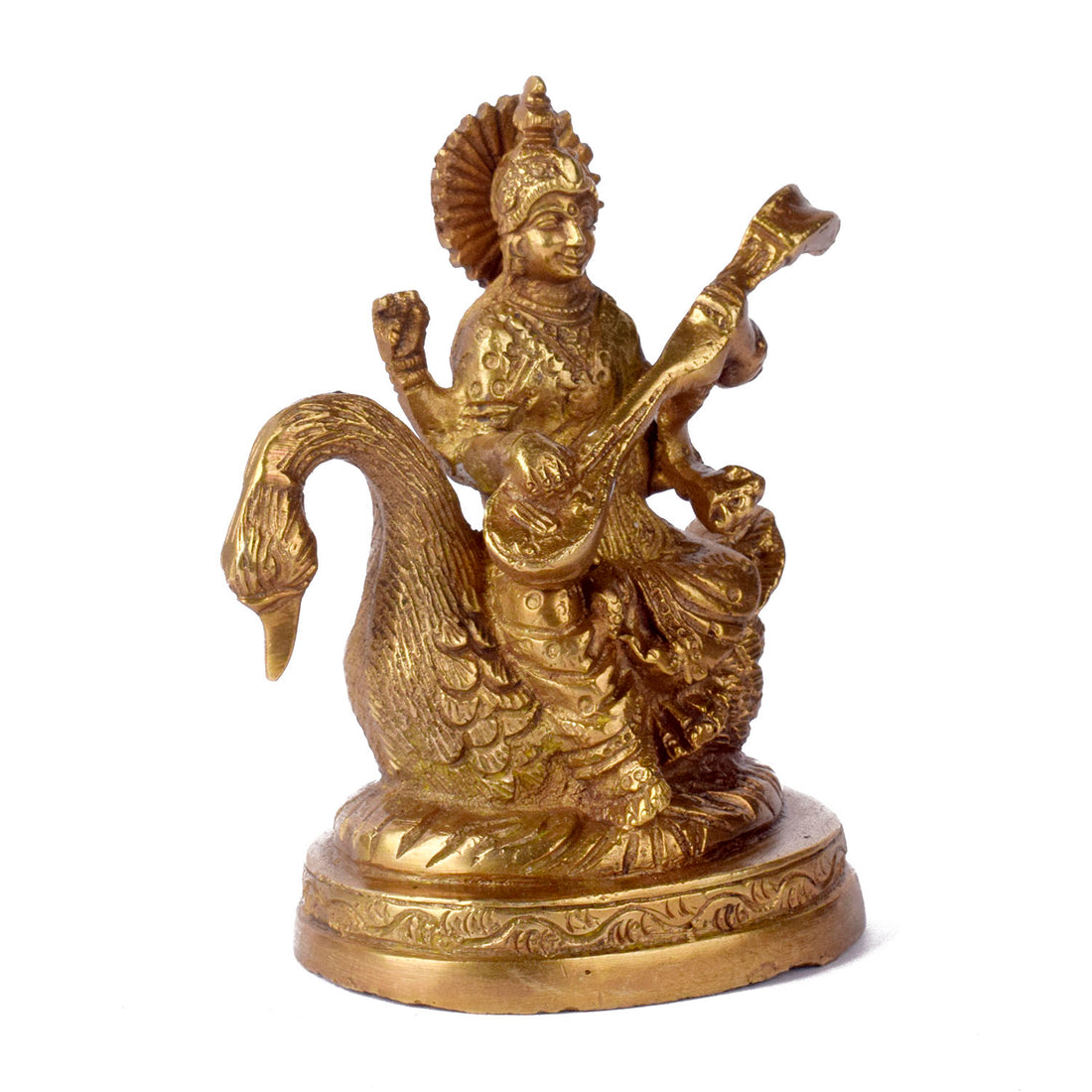 4.7 Inch Divine Brass Saraswati Maa Idol