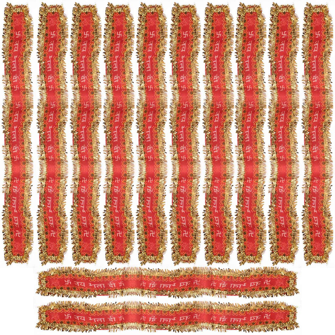 Jai Mata Di Patti Red and Gold – Set of 12 (95 cm x 6 cm)