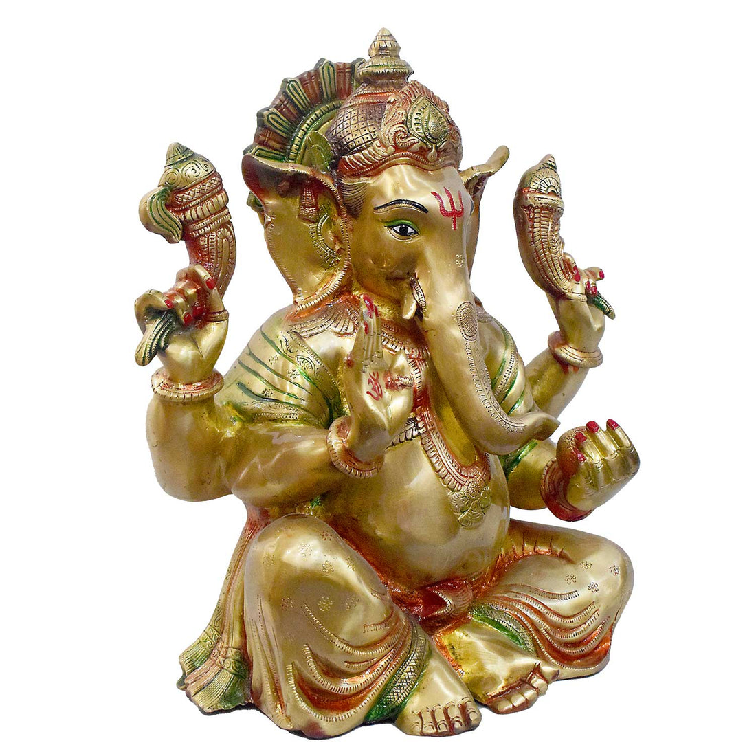 18 Inch Grand Brass Ganesha Idol β Divine Artisan Masterpiece