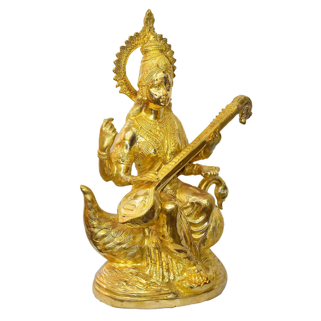 29 Inch Goddess Saraswati Brass Murti โ Divine Goddess of Wisdom & Arts